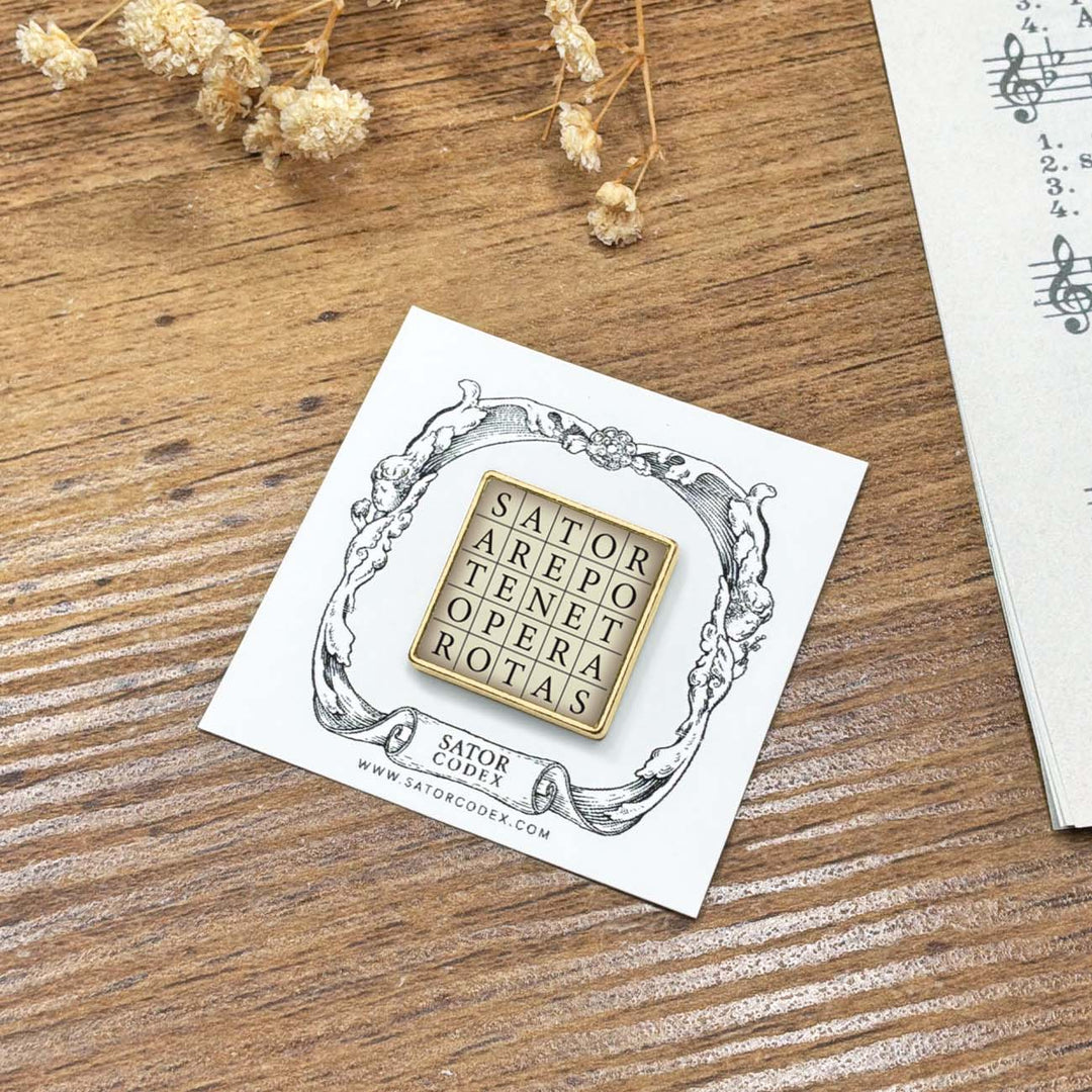 SATOR Square Button Pin Gold
