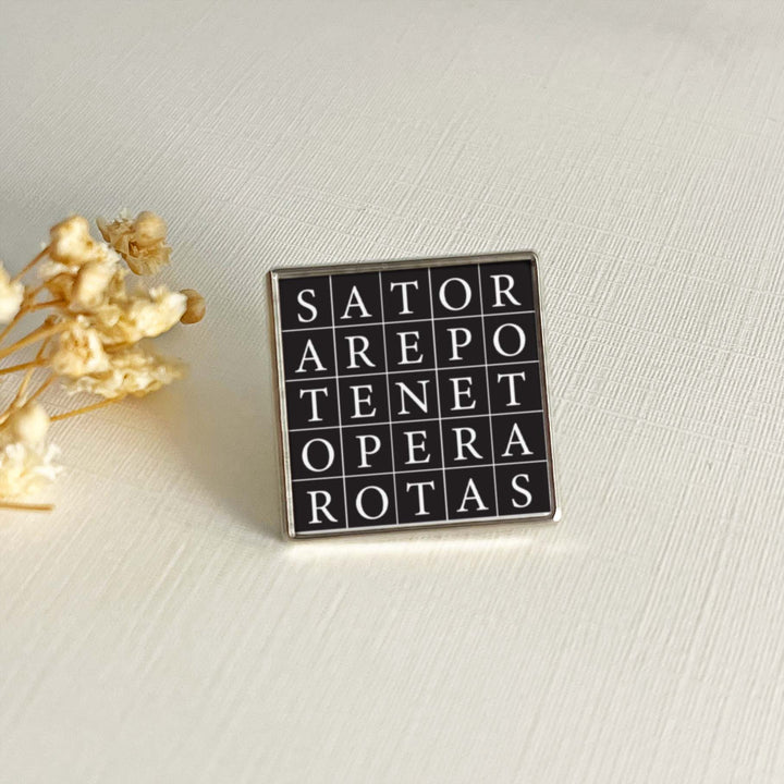 SATOR Square Button Pin Black