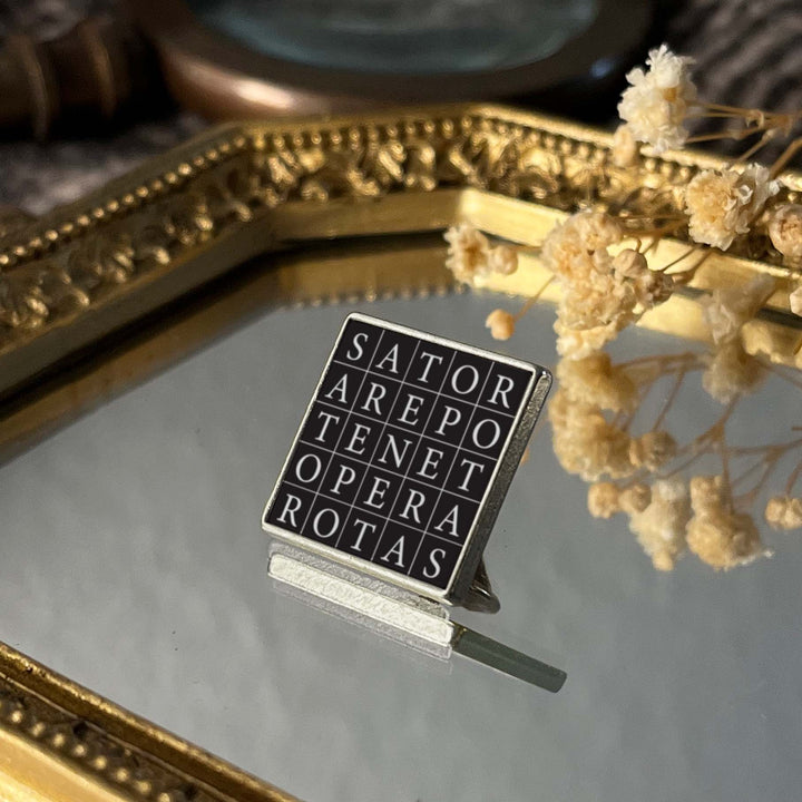 SATOR Square Button Pin Black