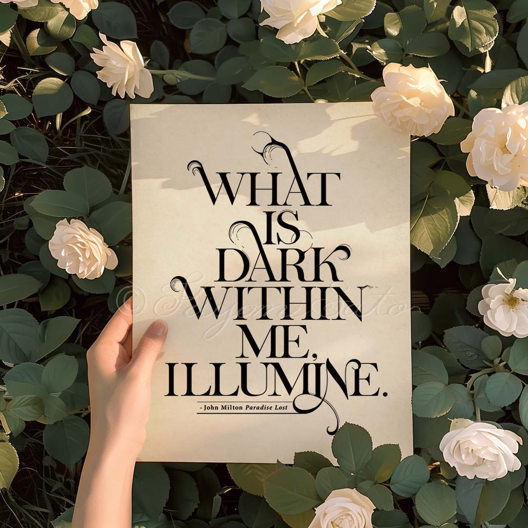What is Dark Within Me Paradise Lost quote by John Milton Print