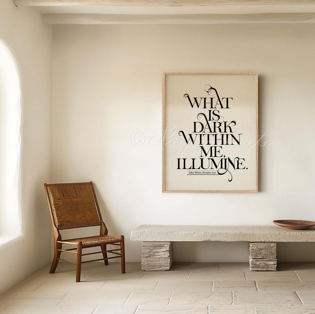 What is Dark Within Me Paradise Lost quote by John Milton Print