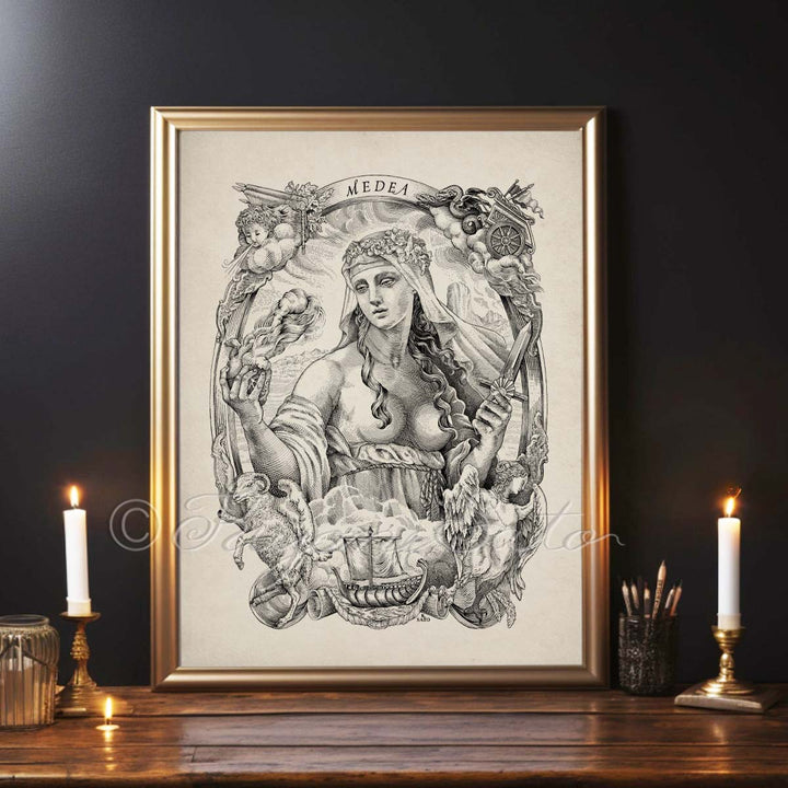 Medea, Greek Myth Art, Sorceress illustration Poster