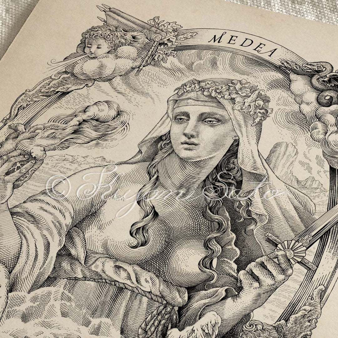 Medea, Greek Myth Art, Sorceress illustration Poster