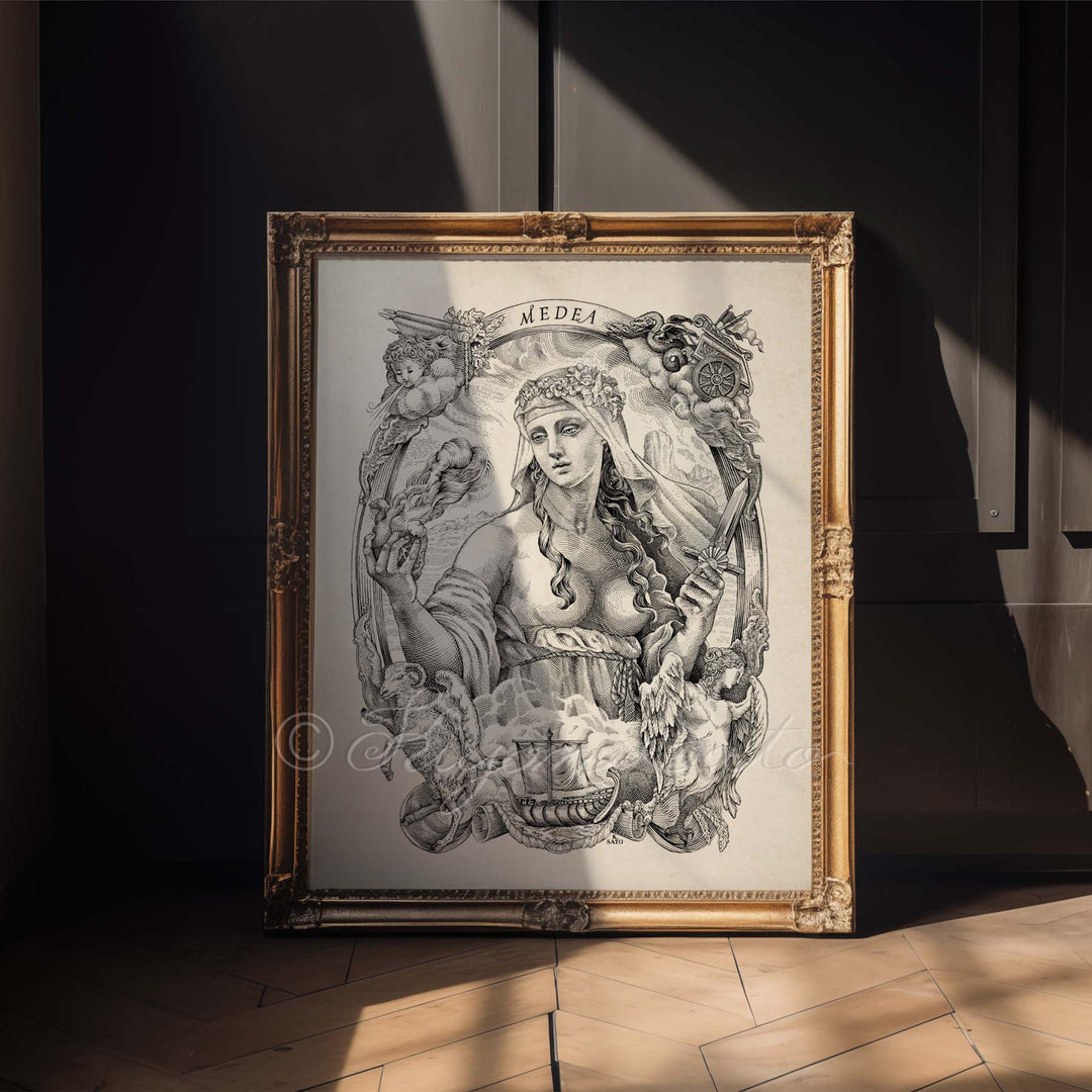 Medea, Greek Myth Art, Sorceress illustration Poster