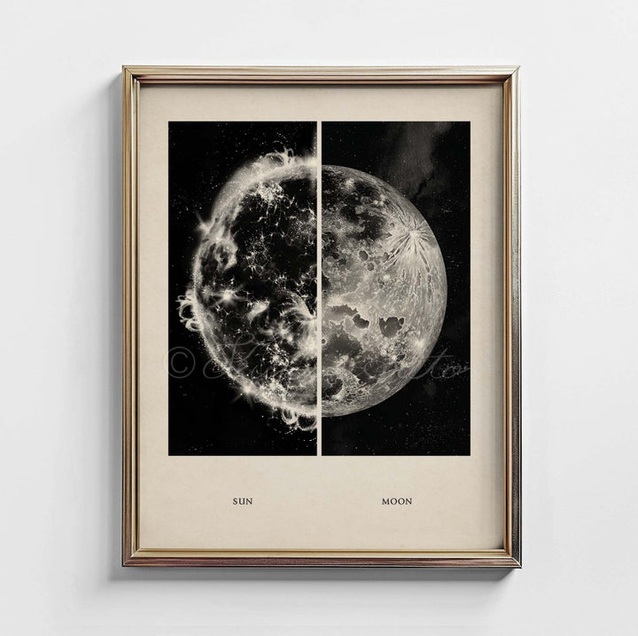 Sun &amp; Moon Vintage style Print