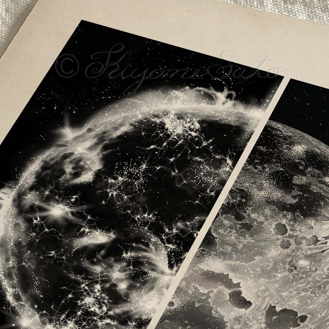 Sun &amp; Moon Vintage style Print
