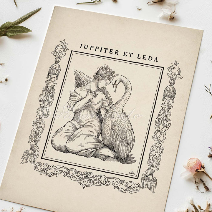Swan and Leda, Greek Myth Art Print
