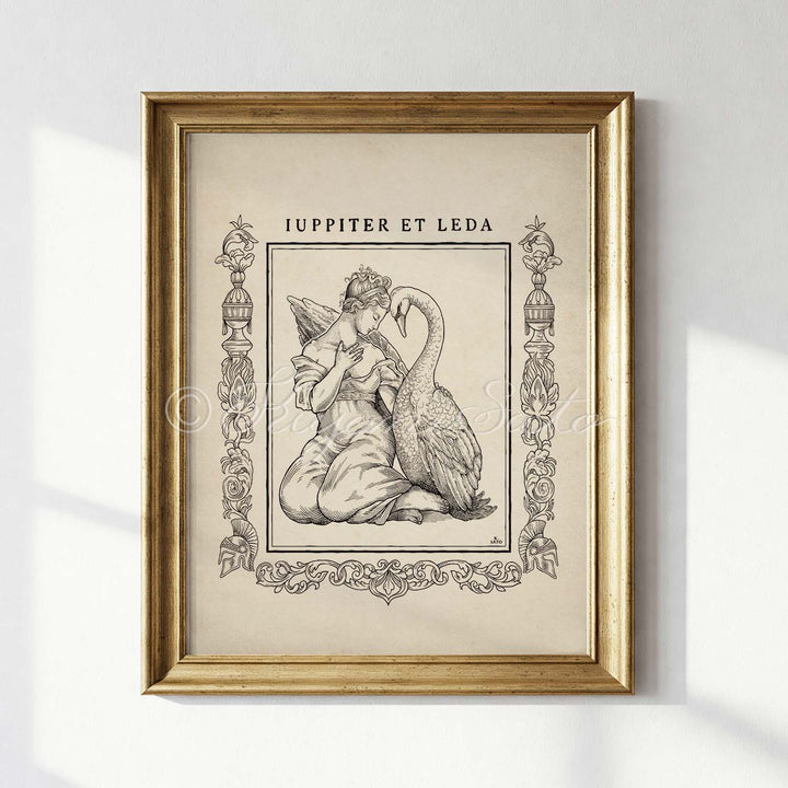 Swan and Leda, Greek Myth Art Print