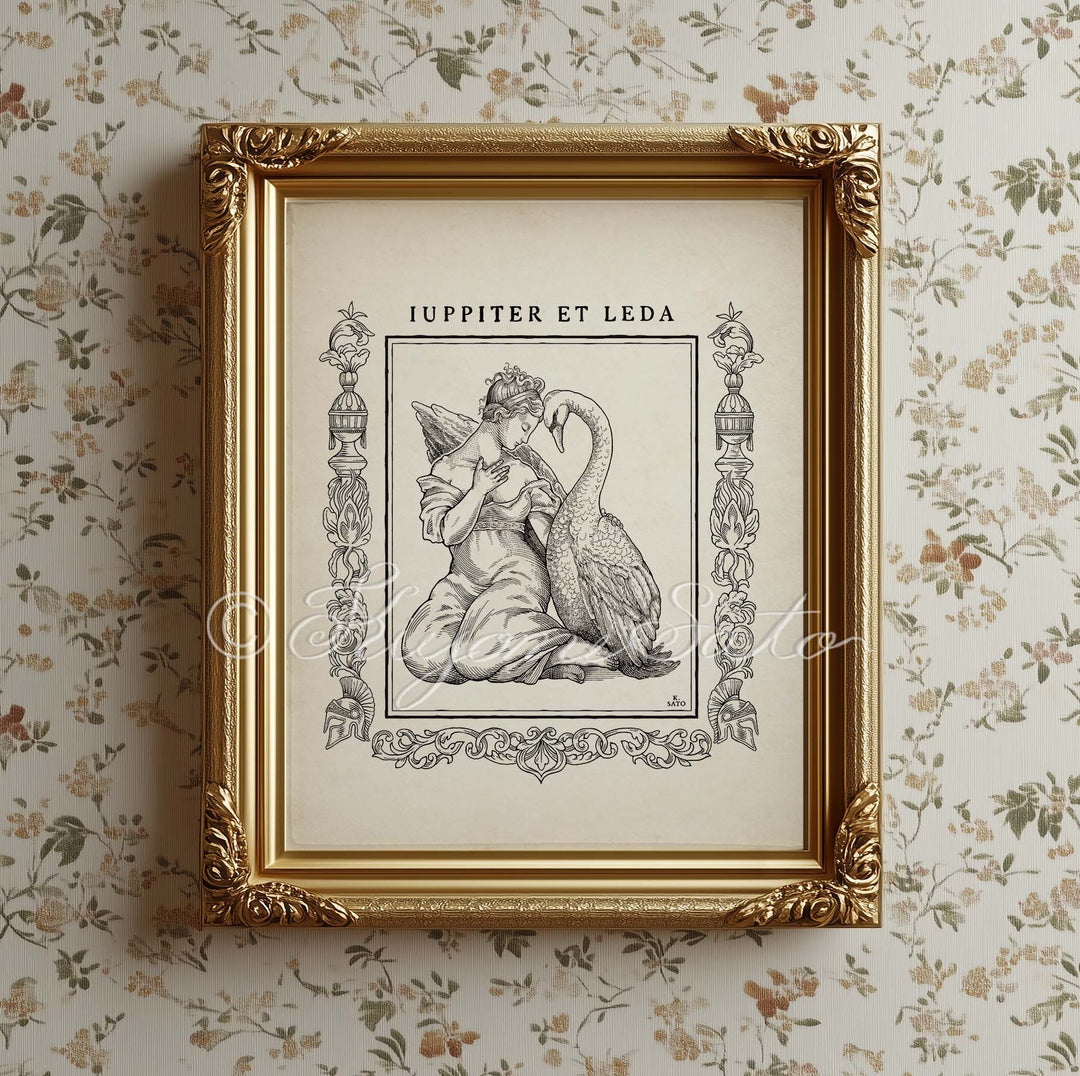 Swan and Leda, Greek Myth Art Print