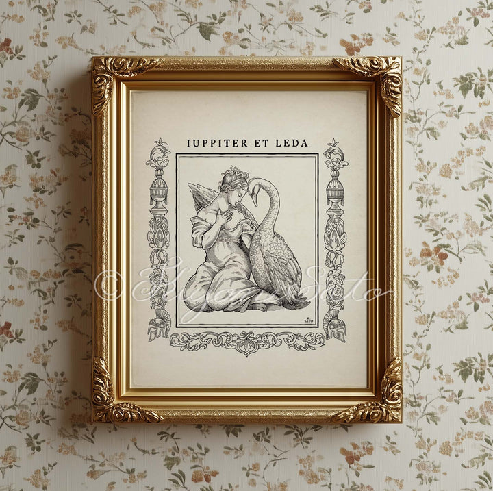 Swan and Leda, Greek Myth Art Print